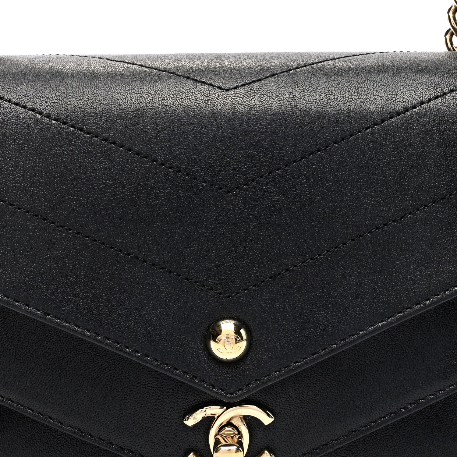 Chanel Sheepskin Chevron Quilted Mini Double Chevron Flap Black 8 of 10