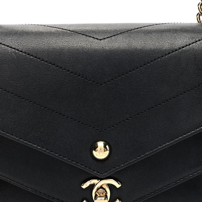 Chanel Sheepskin Chevron Quilted Mini Double Chevron Flap Black 8 of 10