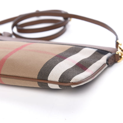 Burberry House Check Derby Peyton Crossbody Clutch Bag Tan 10 of 11
