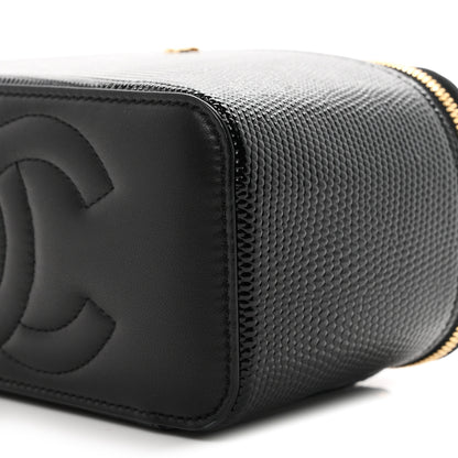 Chanel Calfskin Lizard Embossed Top Handle Vanity With Chain Black 10 of 11