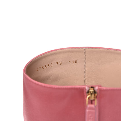 Gucci Silk Satin Malaga Kid Embroidered Candy Dragon Block-Heel Knee Boot 38 Glossy Pink 10 of 12