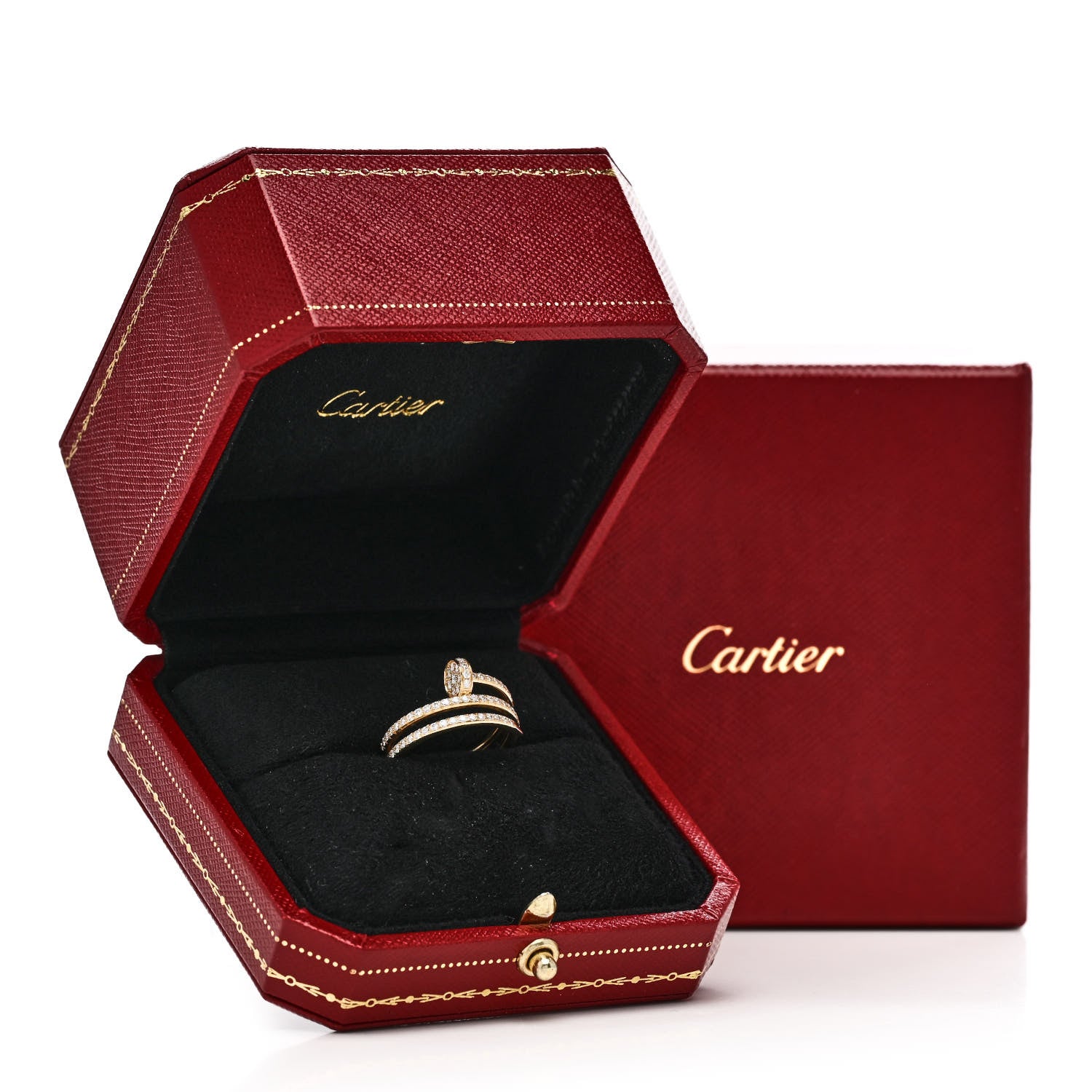 Cartier 18K Yellow Gold Diamond Double Juste Un Clou Paved Ring 52 6 6 of 6