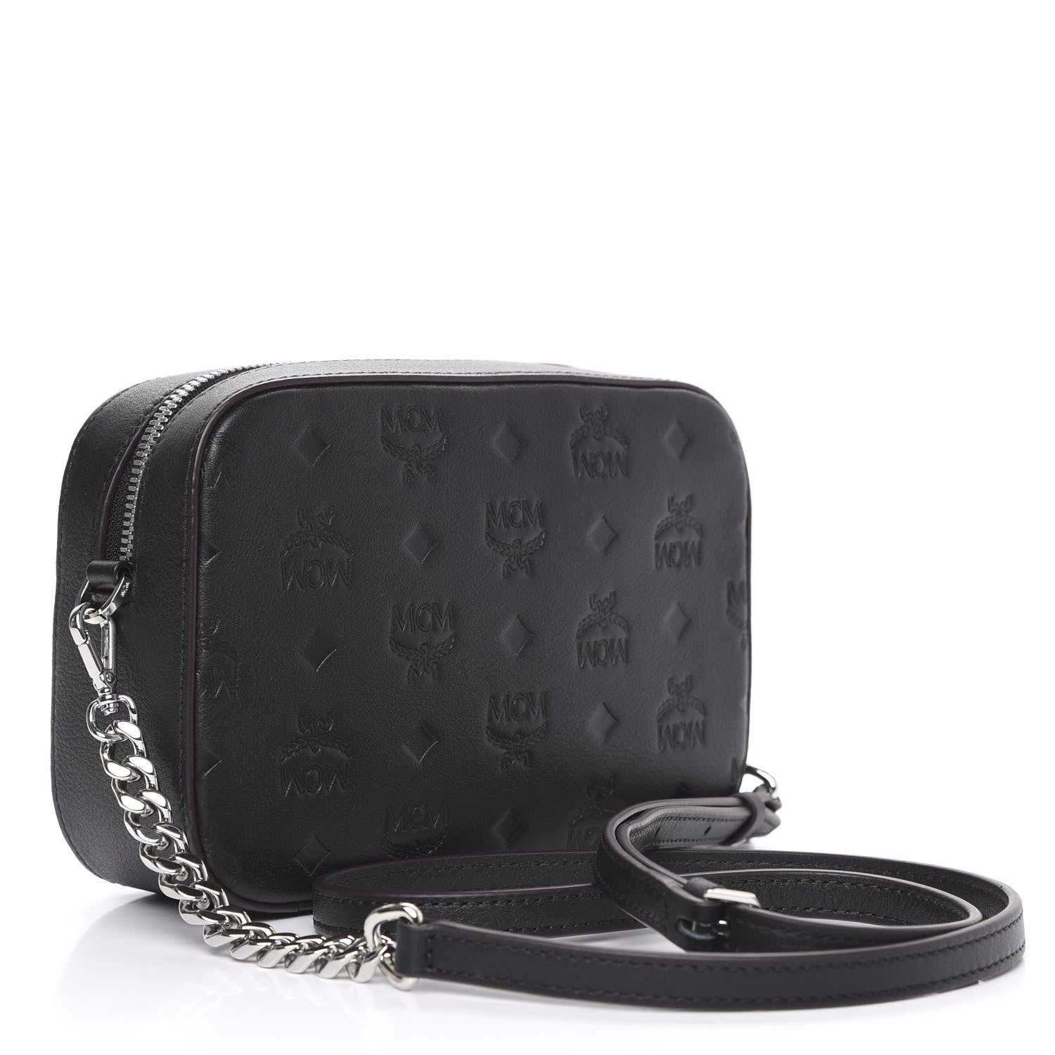 MCM Calfskin Ottomar Monogram Klara Crossbody Bag Black 3 of 9