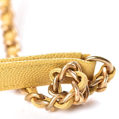 Chanel Caviar Chevron Quilted Mini Coco Handle Flap Yellow 8 of 14