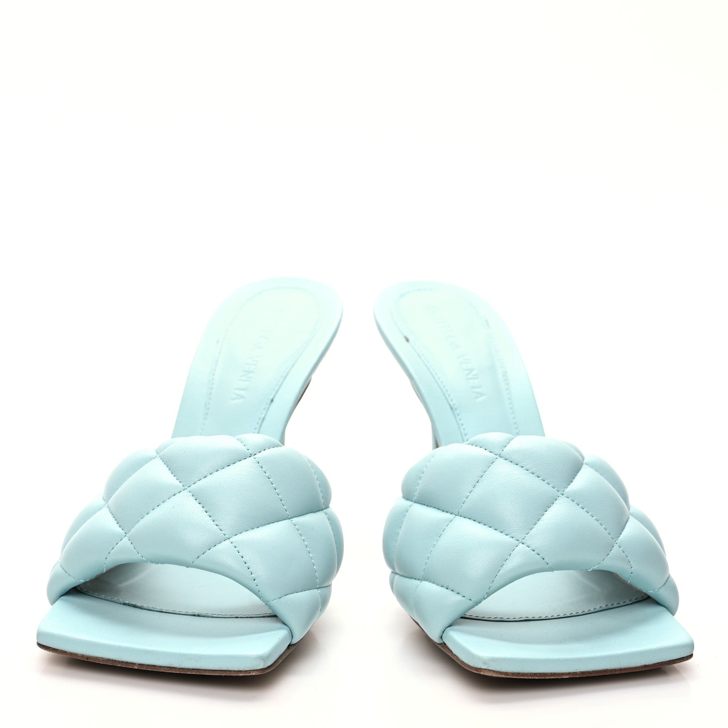 Bottega Veneta Nappa Matelasse Padded Mule Sandals 37.5 Topazio 3 of 7