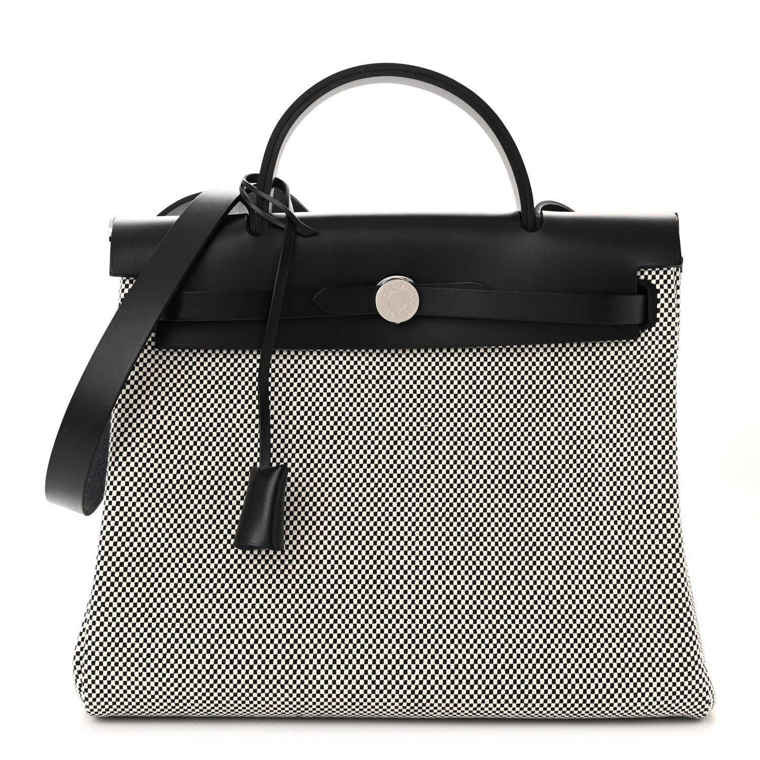 Hermes Vache Hunter Criss Viking Herbag Zip Retourne 31 PM Ecru Black 3 of 13