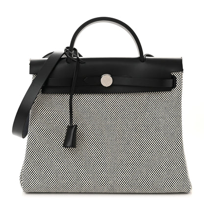 Hermes Vache Hunter Criss Viking Herbag Zip Retourne 31 PM Ecru Black 3 of 13
