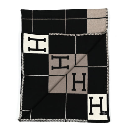 Hermes Wool Cashmere Avalon Blanket Ecru Gris Fonce 2 of 3