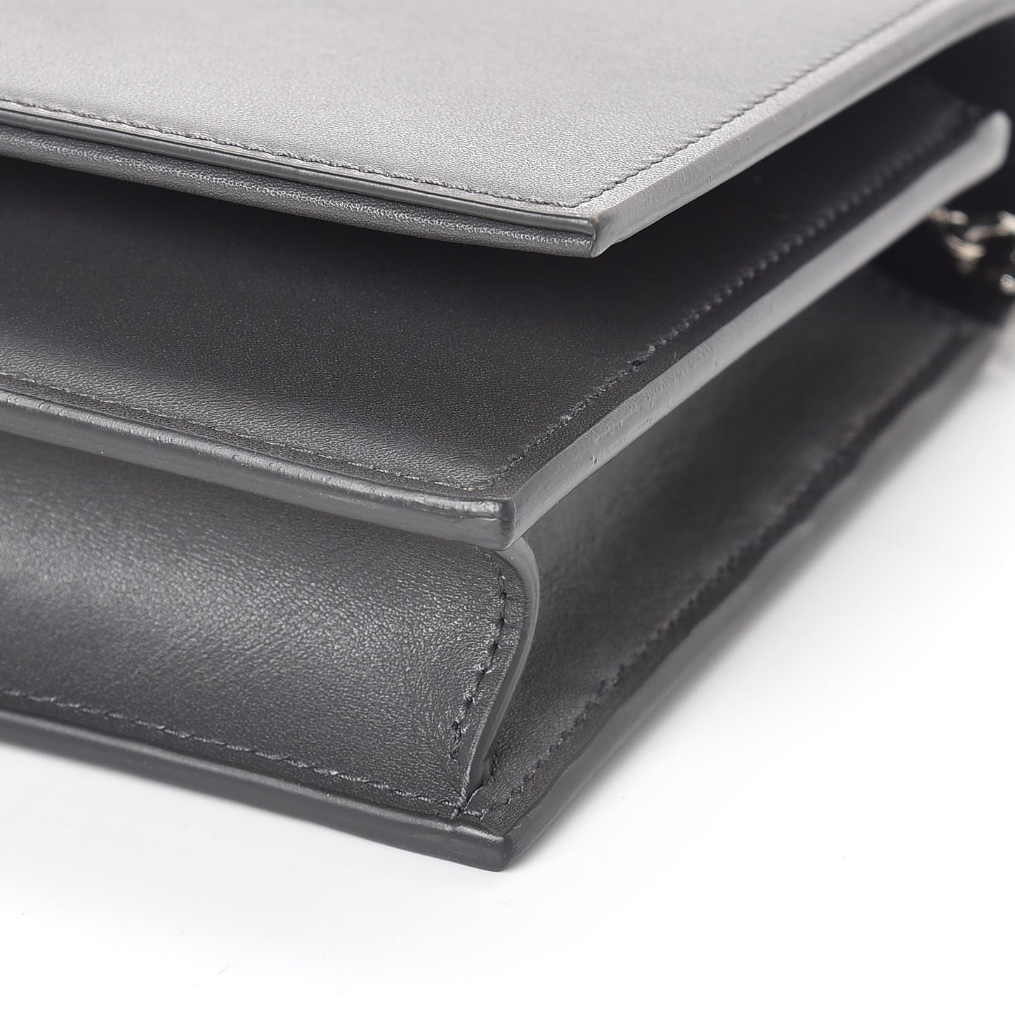 Smooth Calfskin Classic Monogram Kate Tassel Chain Wallet Asphalt