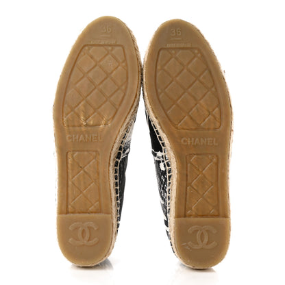 Chanel Printed Canvas Grosgrain 31 Rue Cambon Espadrilles 36 Black White 5 of 10