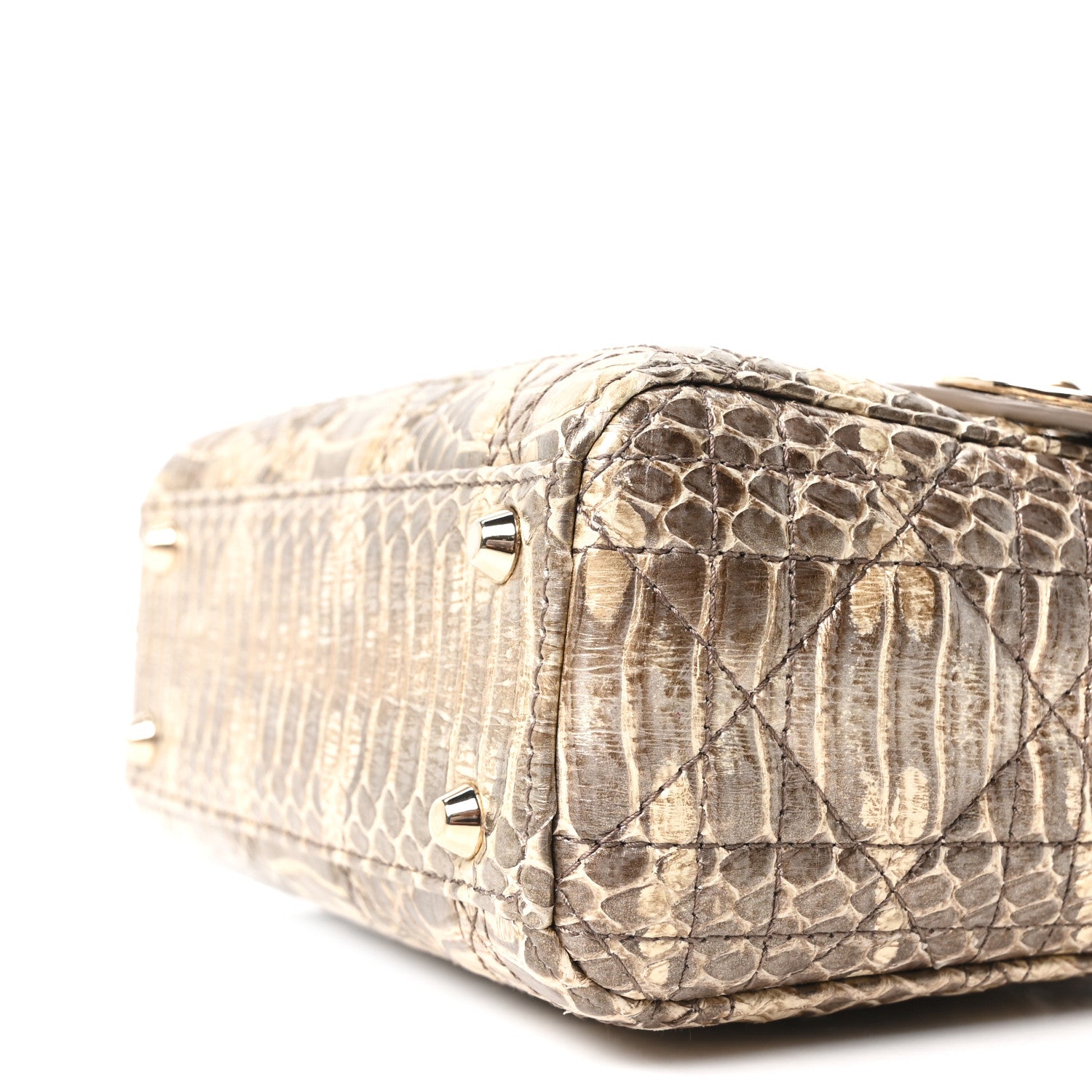 Christian Dior Metallic Snakeskin Cannage Mini Lady Dior Beige 10 of 10