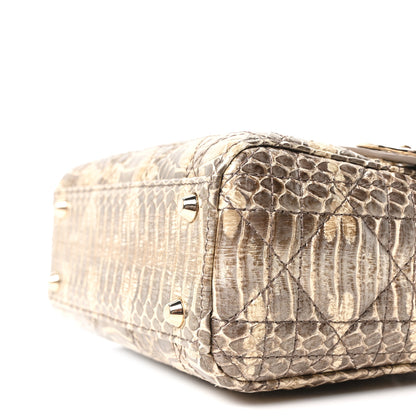 Christian Dior Metallic Snakeskin Cannage Mini Lady Dior Beige 10 of 10