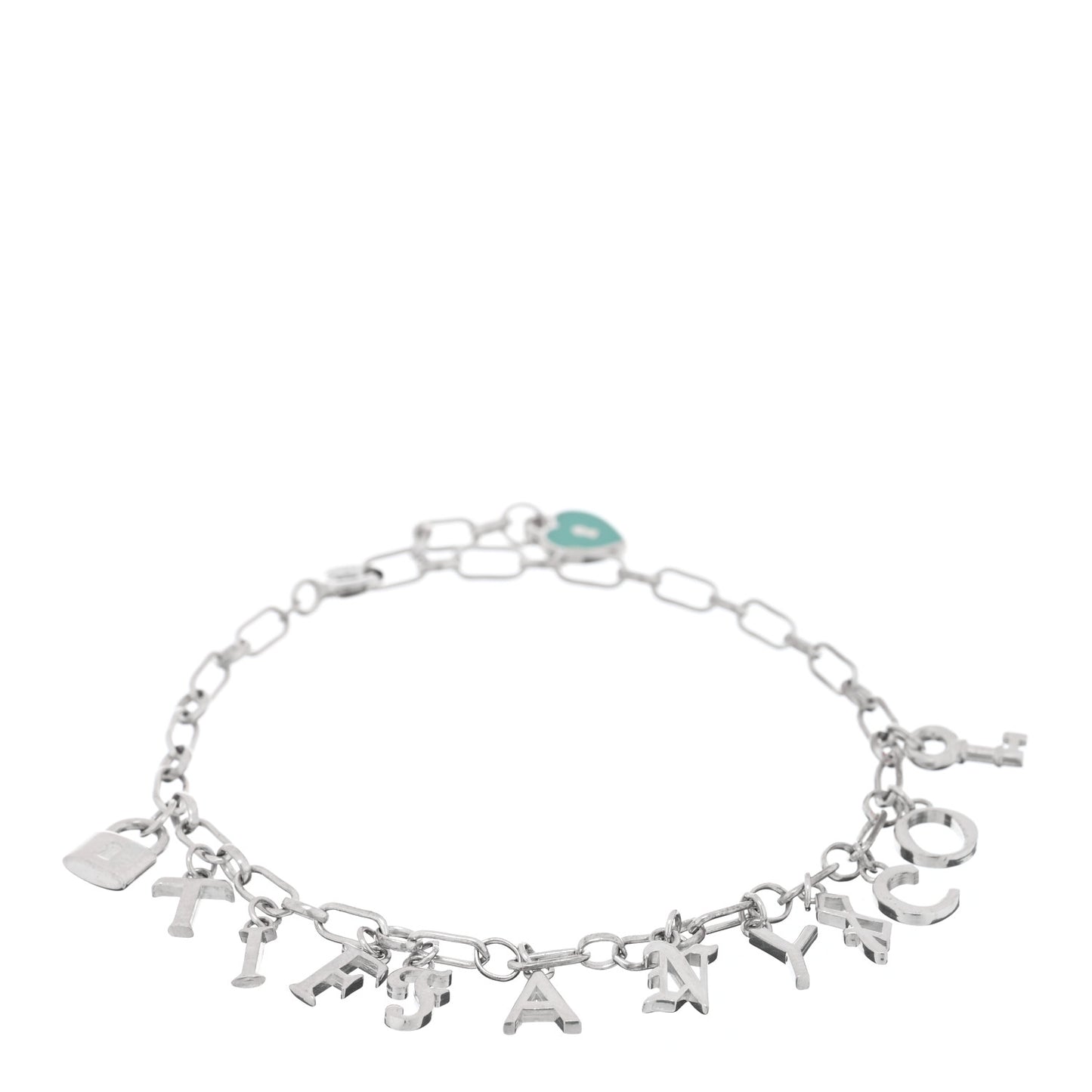 Sterling Silver Enamel Love Notes Logo Charm Bracelet Blue
