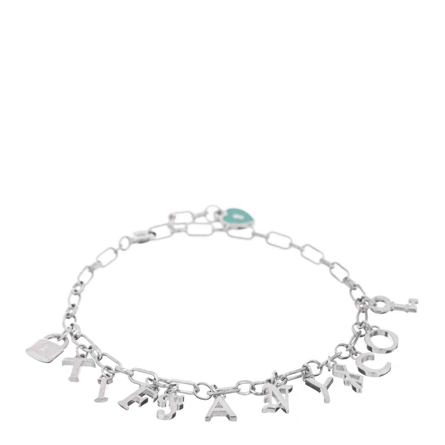 Tiffany Sterling Silver Enamel Love Notes Logo Charm Bracelet Blue 1 of 4