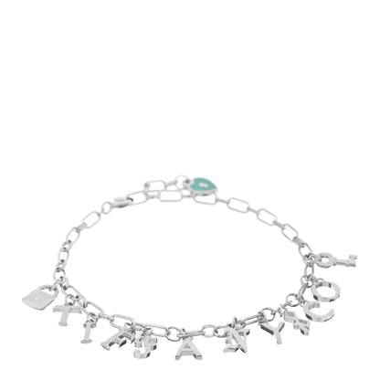 Tiffany Sterling Silver Enamel Love Notes Logo Charm Bracelet Blue 1 of 4