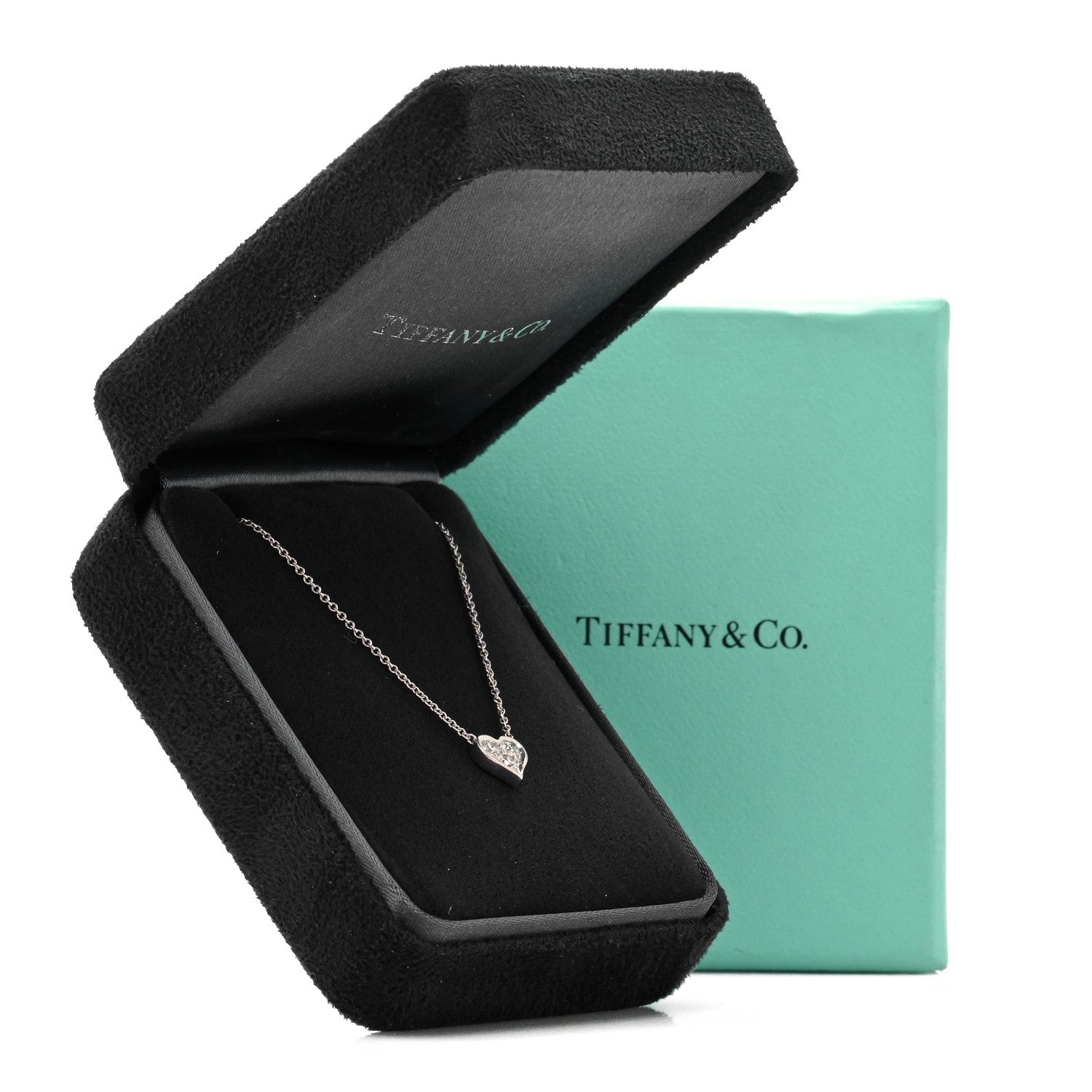 Tiffany Platinum Diamond Heart Pendant Necklace 6 of 6