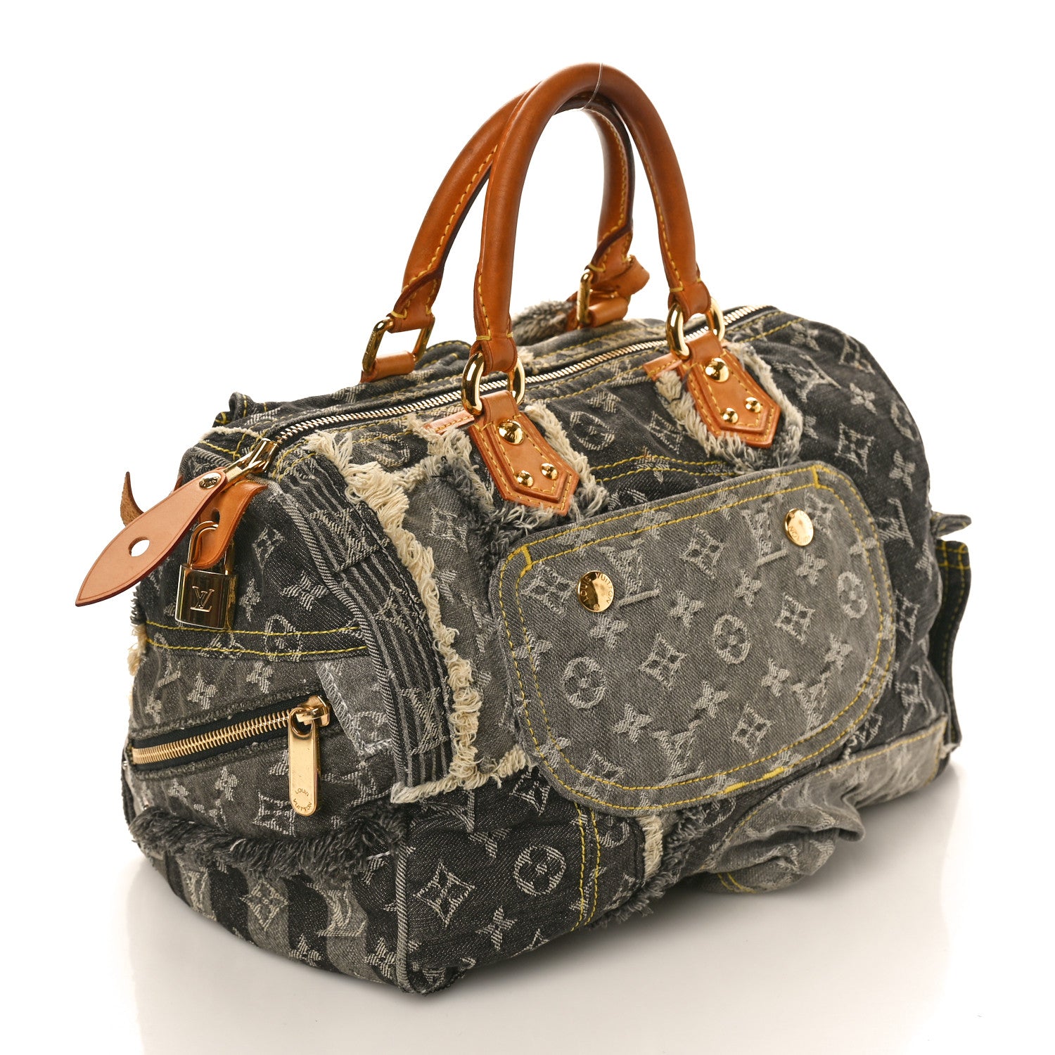 Louis Vuitton Denim Patchwork Speedy 30 Grey 3 of 13