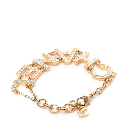 Chanel Metal Crystal 90's Icon Logo Bracelet Gold 3 of 4