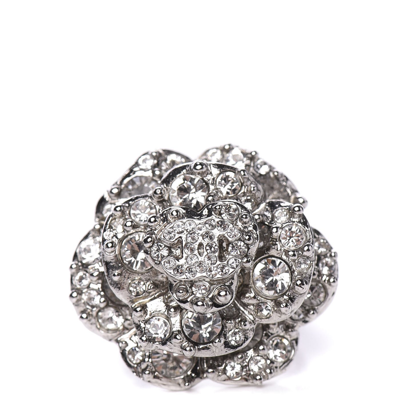 Strass CC Camellia Ring 6.25 Silver