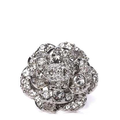 Chanel Strass CC Camellia Ring 6.25 Silver 1 of 5