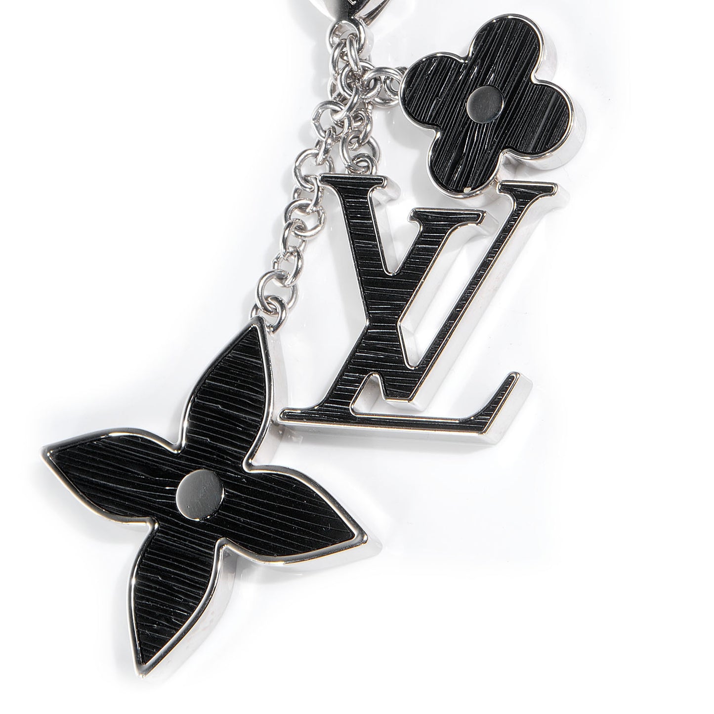 Fleur d Epi Bag Charm Key Holder Black