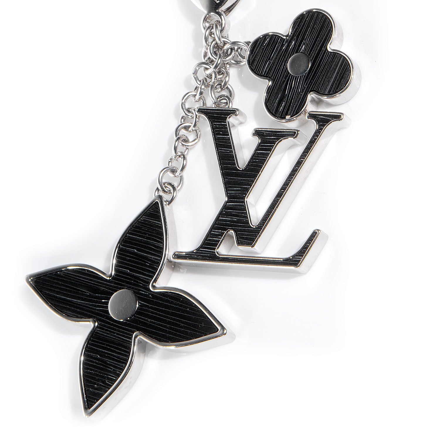 Louis Vuitton Fleur d Epi Bag Charm Key Holder Black 3 of 6