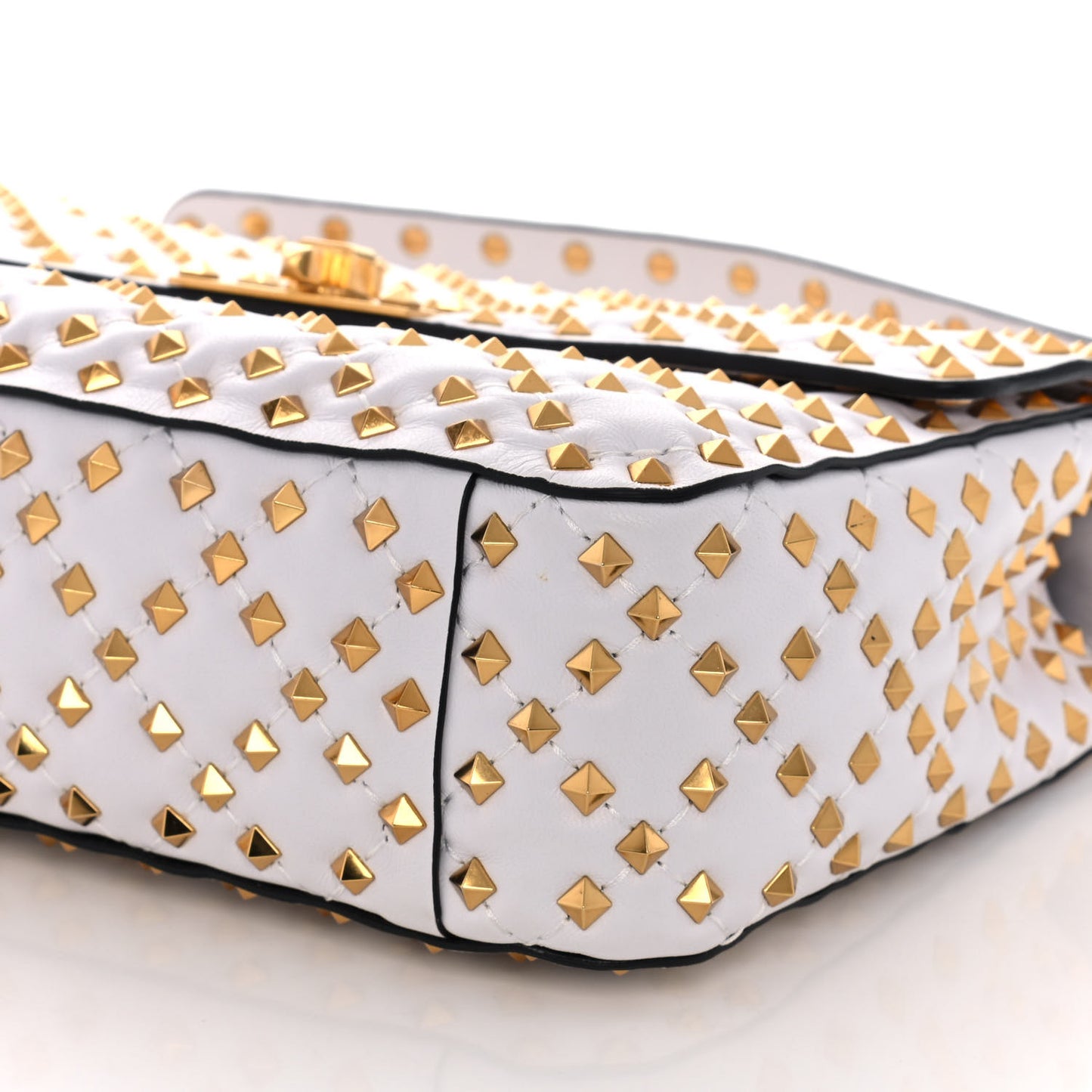 Lambskin Medium Rockstud Extreme Spike Shoulder Bag Light Ivory