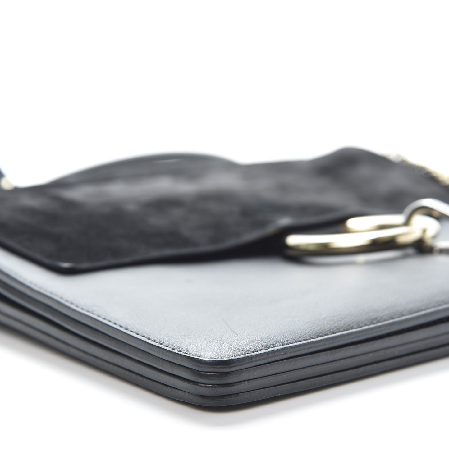 Suede Calfskin Medium Faye Shoulder Bag Black