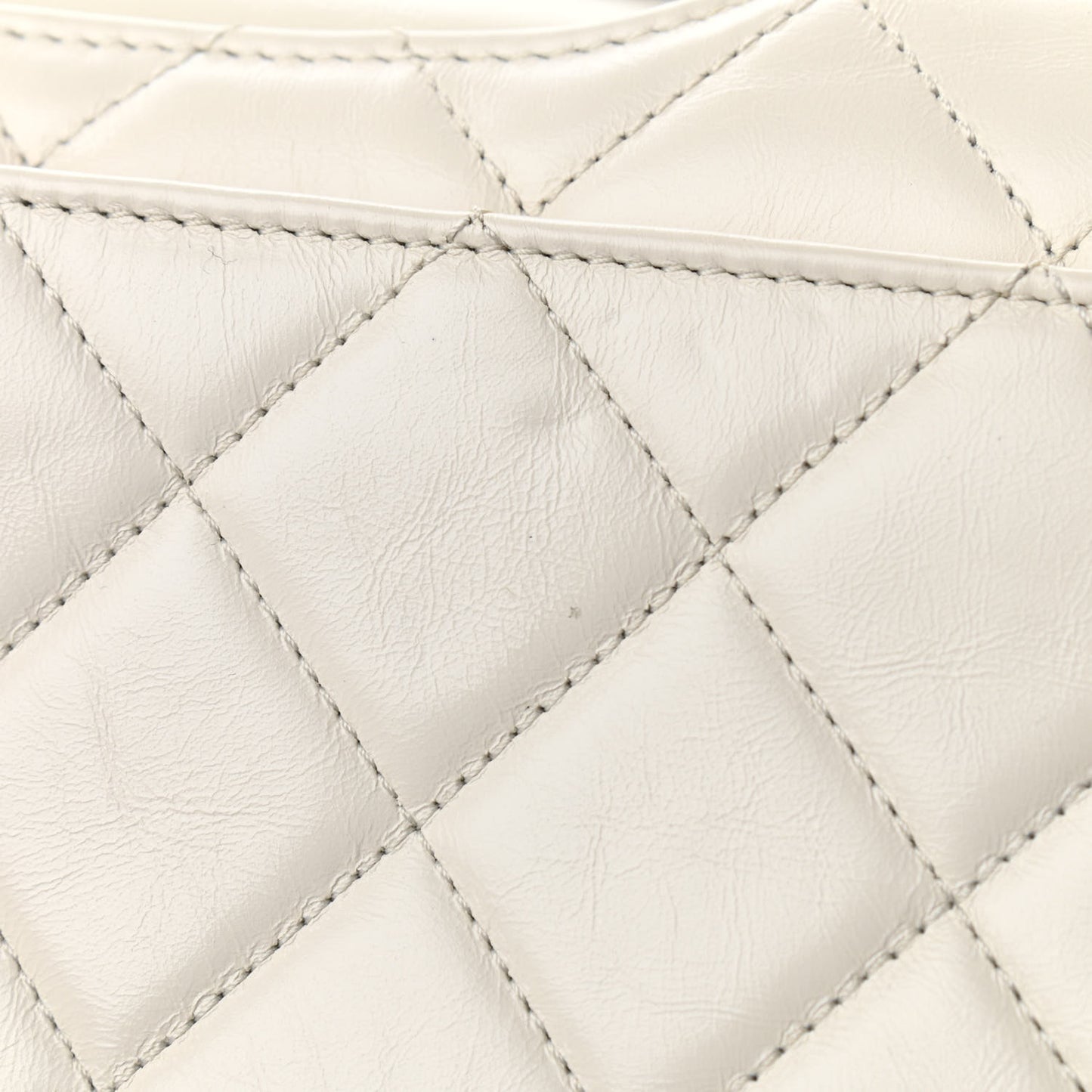 Glazed Calfskin Medium Perfect Edge Flap White