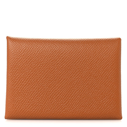 Hermes Epsom Calvi Duo Card Case Gold 1 of 8