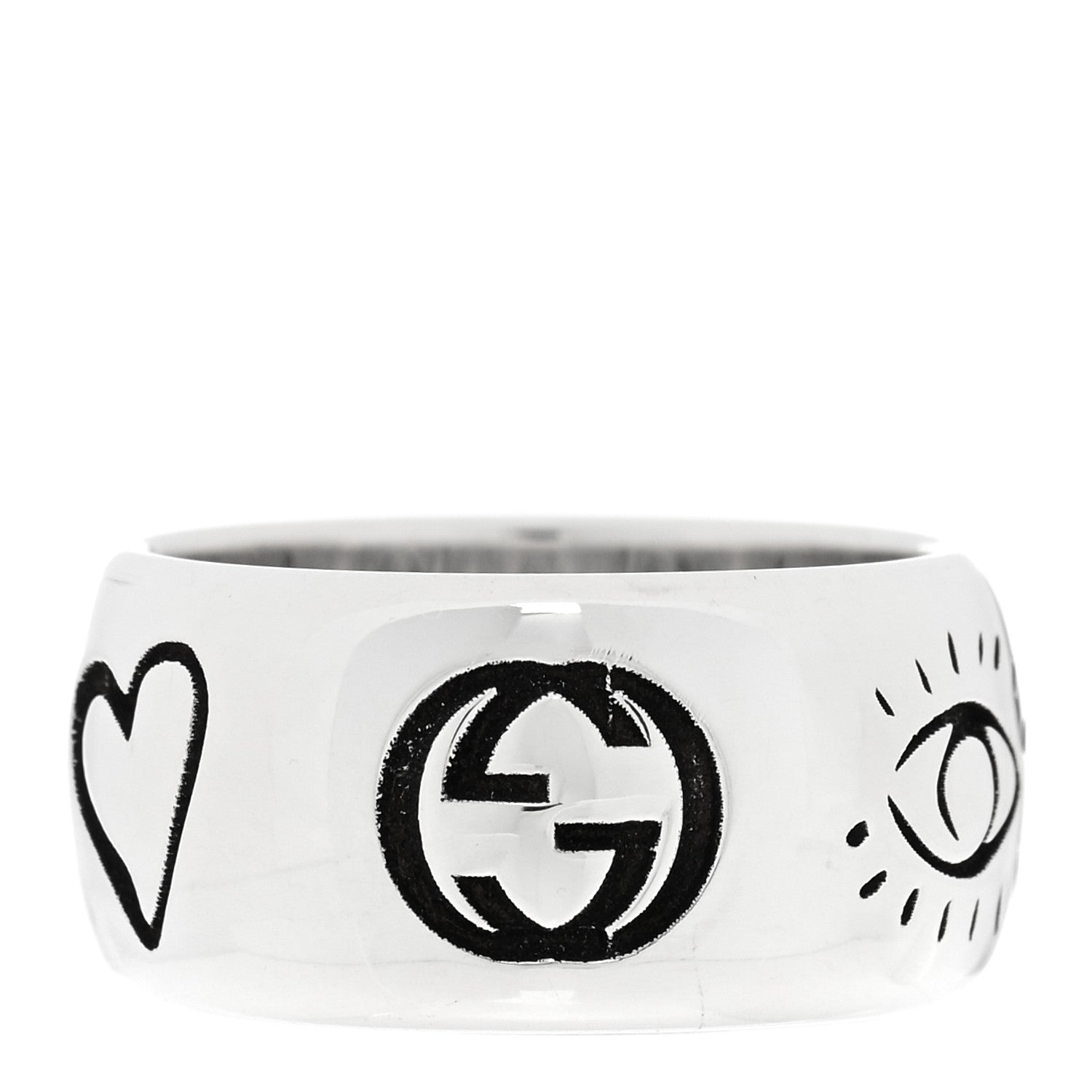 Gucci Sterling Silver Wide Blind for Love Band Ring 48 4.5 3 of 4