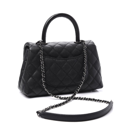 Chanel Caviar Lizard Quilted Mini Coco Handle Flap Black 2 of 9