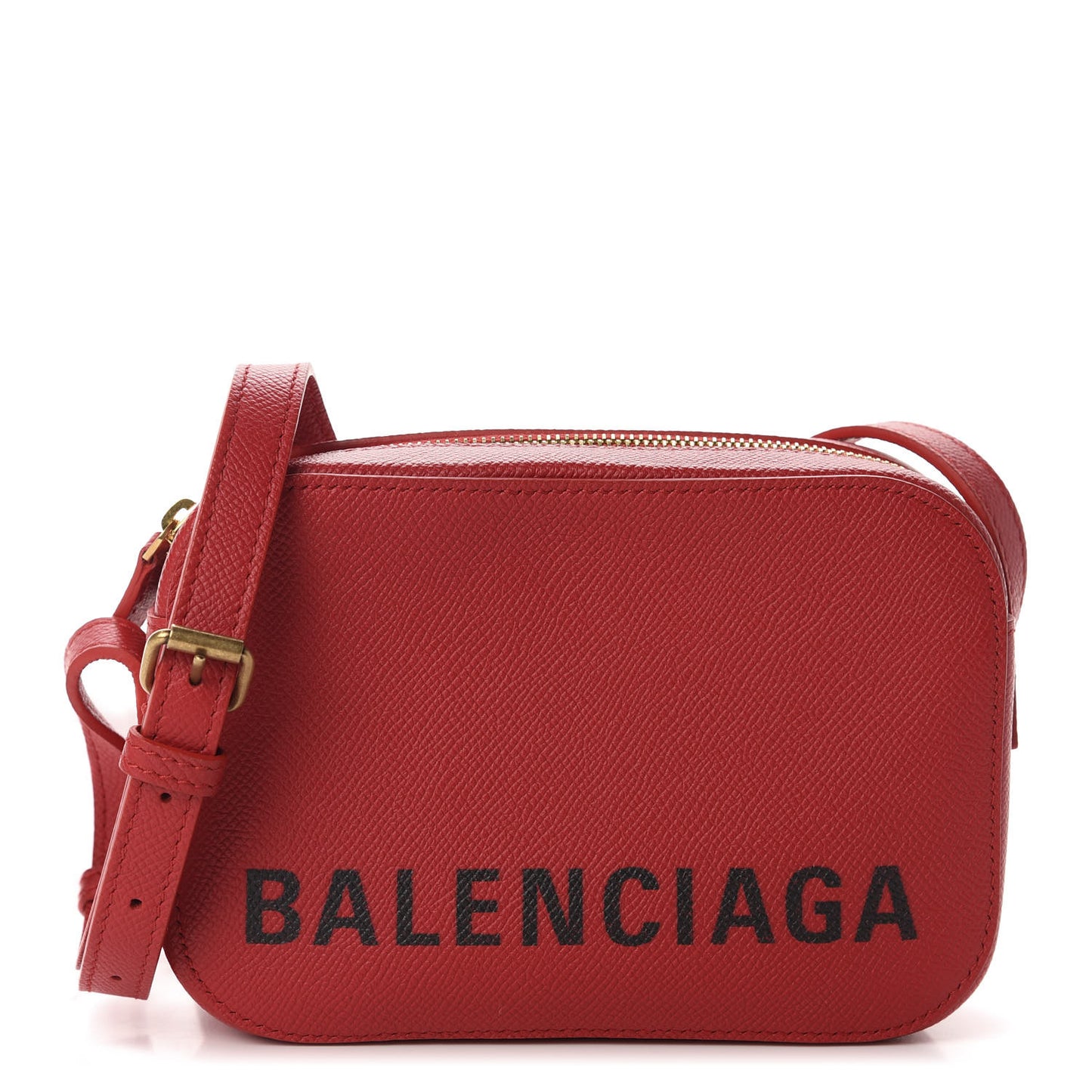 Signature Grained Calfskin Logo XS Ville Camera Bag Rouge Lantern Black