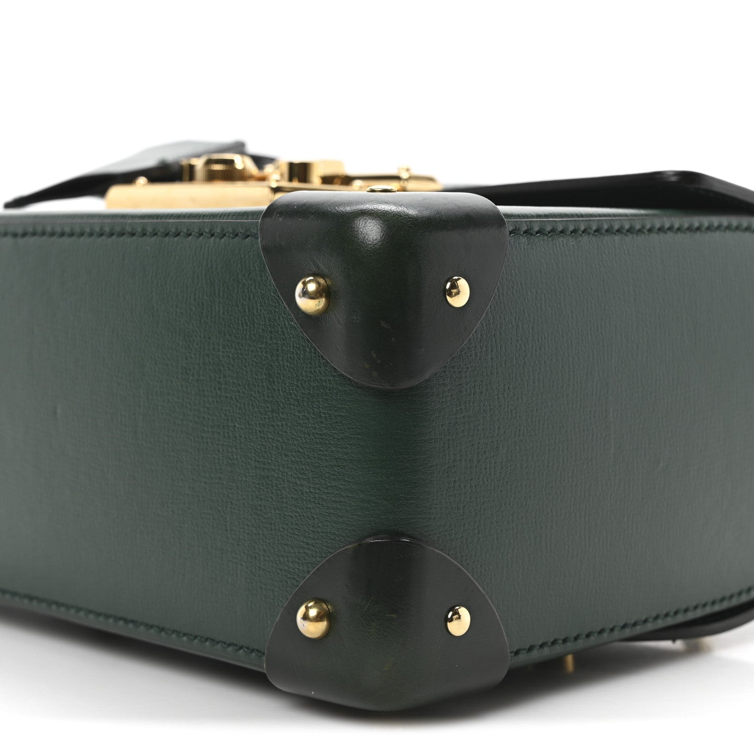 Gucci Azalea Calfskin Small Padlock Bamboo Shoulder Bag Vintage Green 10 of 10