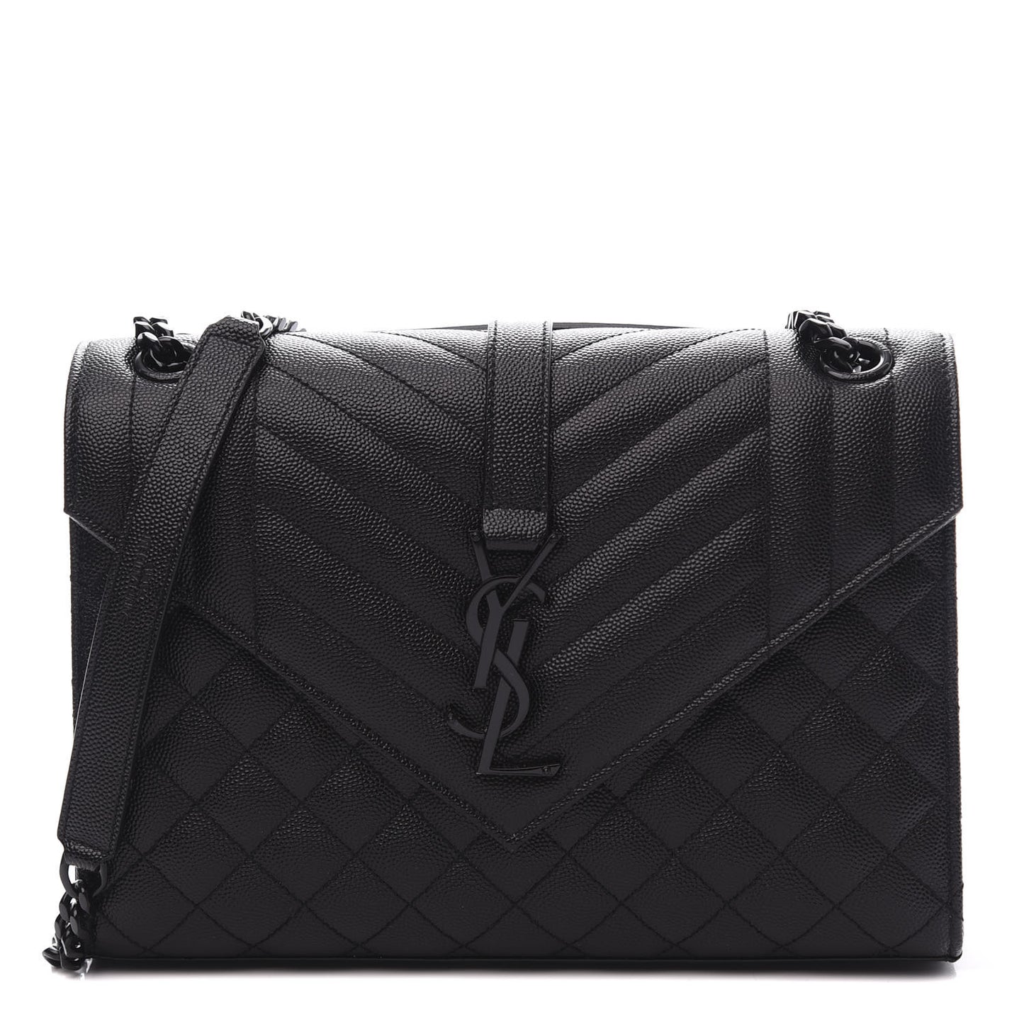Grain De Poudre Textured Mixed Matelasse Triquilt Medium Monogram Satchel Black
