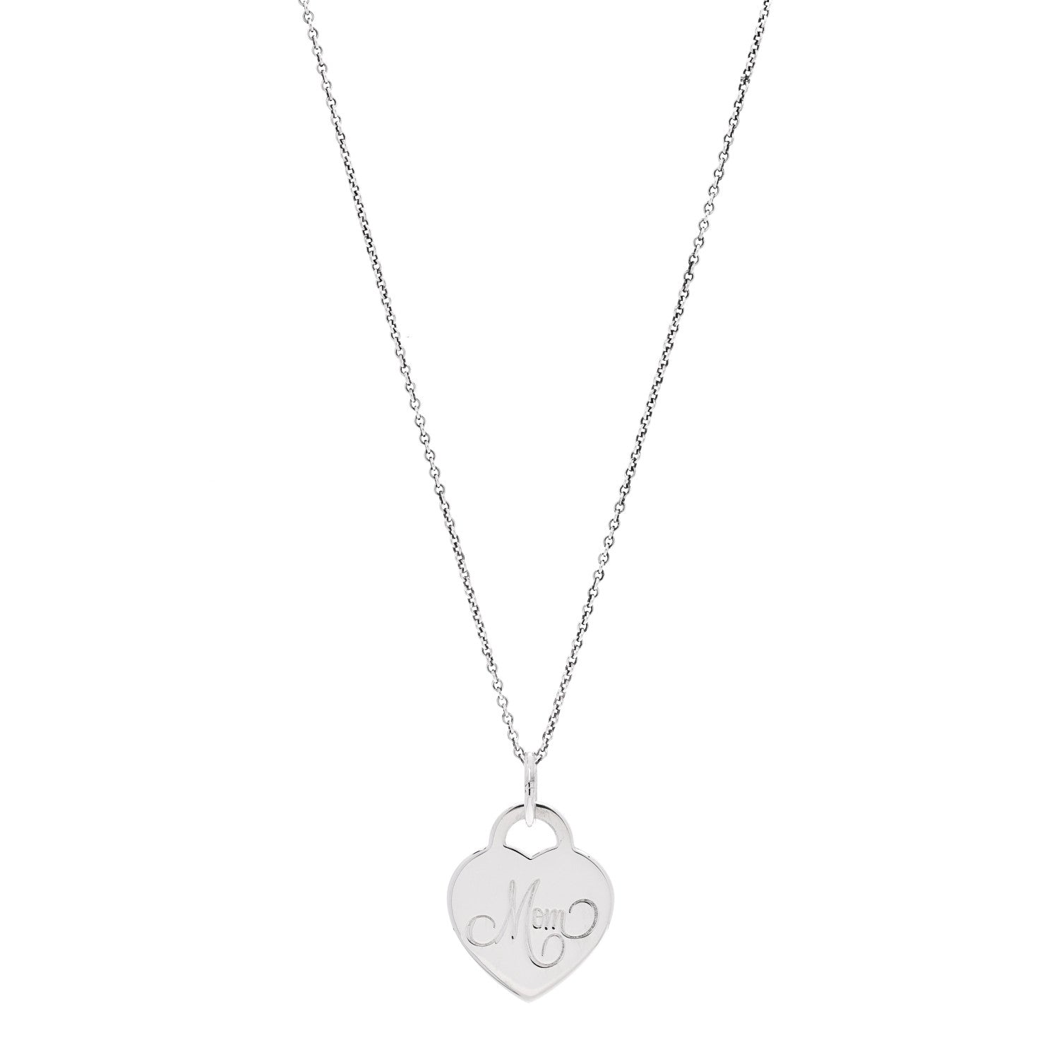 Tiffany Sterling Silver Mom Heart Tag Pendant Necklace 1 of 5