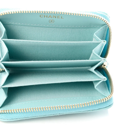Chanel Caviar Quilted Zip Coin Purse Light Blue 5 of 9