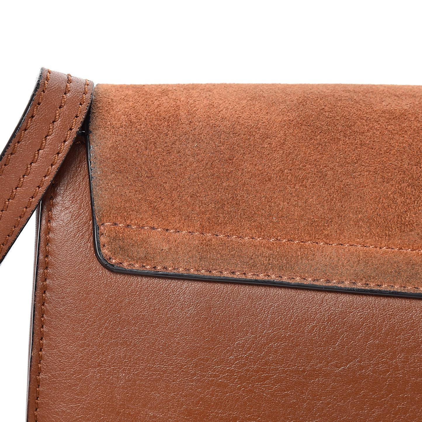 Suede Calfskin Small Faye Shoulder Bag Tobacco