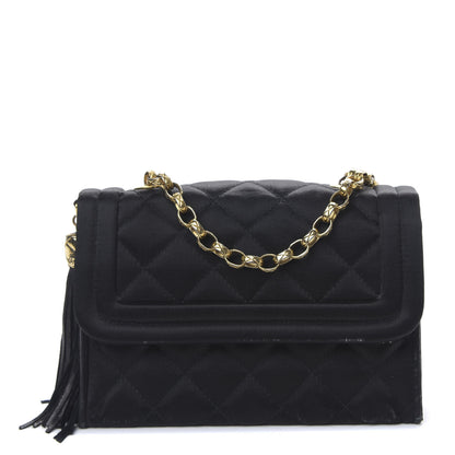 Chanel Satin Quilted Tassel Mini Flap Black 1 of 11