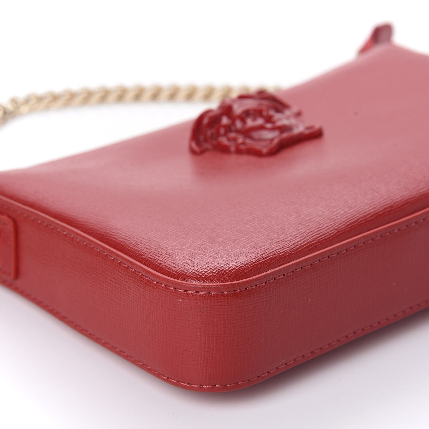 Saffiano Calfskin Palazzo Chain Crossbody Red