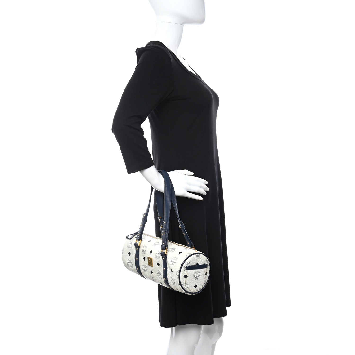 MCM Visetos Essential Barrel Bag White Blue 2 of 15