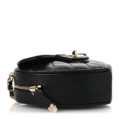 Chanel Lambskin Quilted CC In Love Heart Clutch With Chain Black 4 of 12