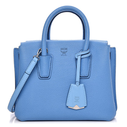 MCM Grained Calfskin Mini Milla Tote Mediterranean Blue 1 of 17