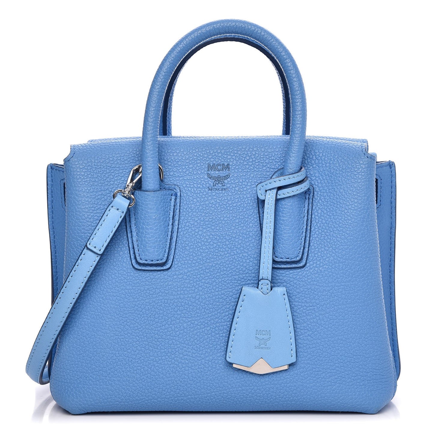 Grained Calfskin Mini Milla Tote Mediterranean Blue
