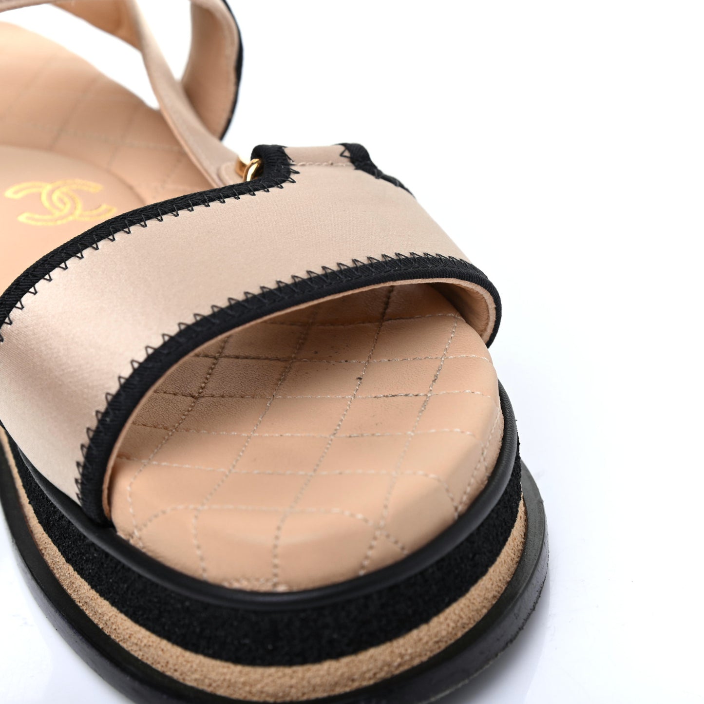Satin CC Platform Sandals 37 Beige Black