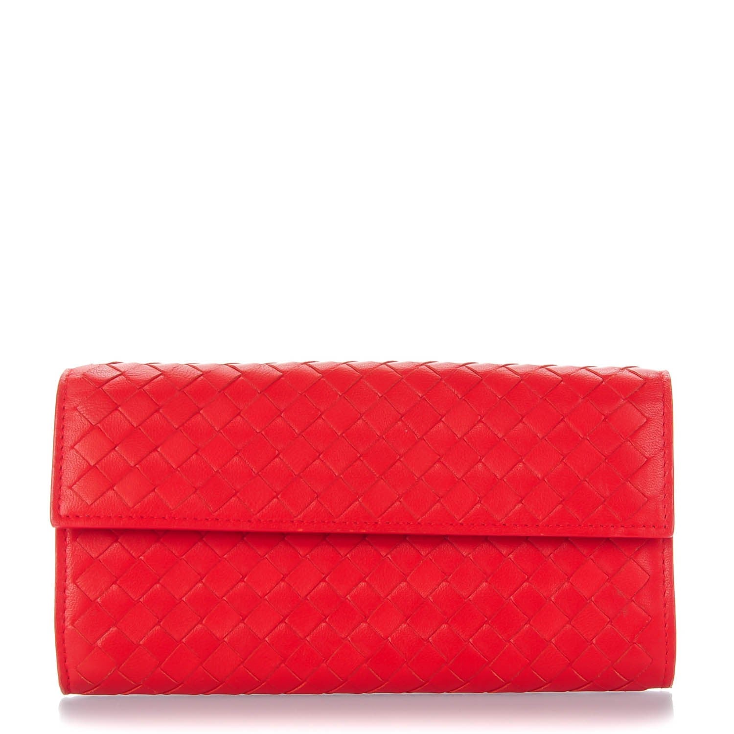 Bottega Veneta Nappa Intrecciato Continental Flap Wallet Red 1 of 8