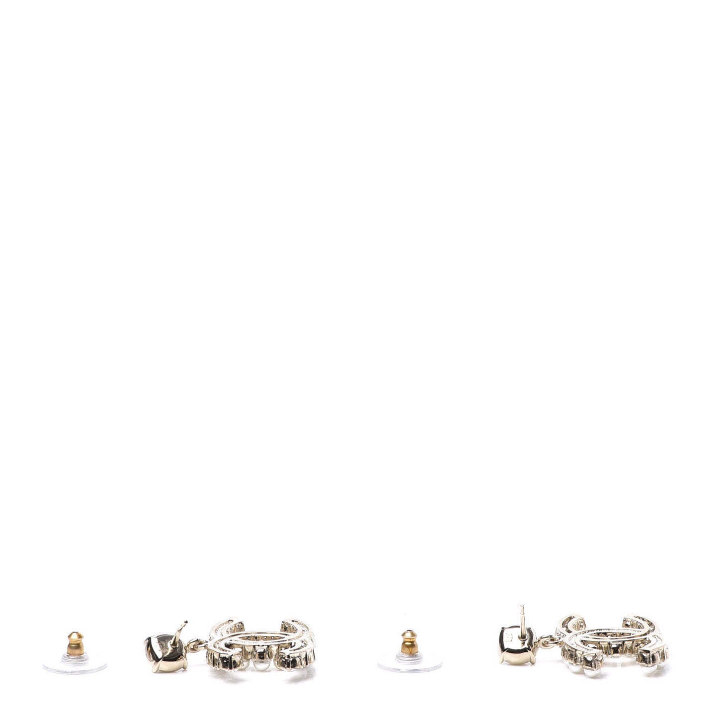 Crystal Pearl Dazzling Domino CC Drop Earrings Gold