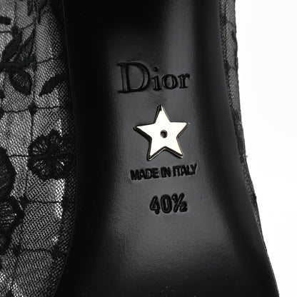 Christian Dior Suede Transparent Mesh Embroidered Roses Naughtily-D Heeled Lace Up Ankle Boots 40.5 Black 8 of 13