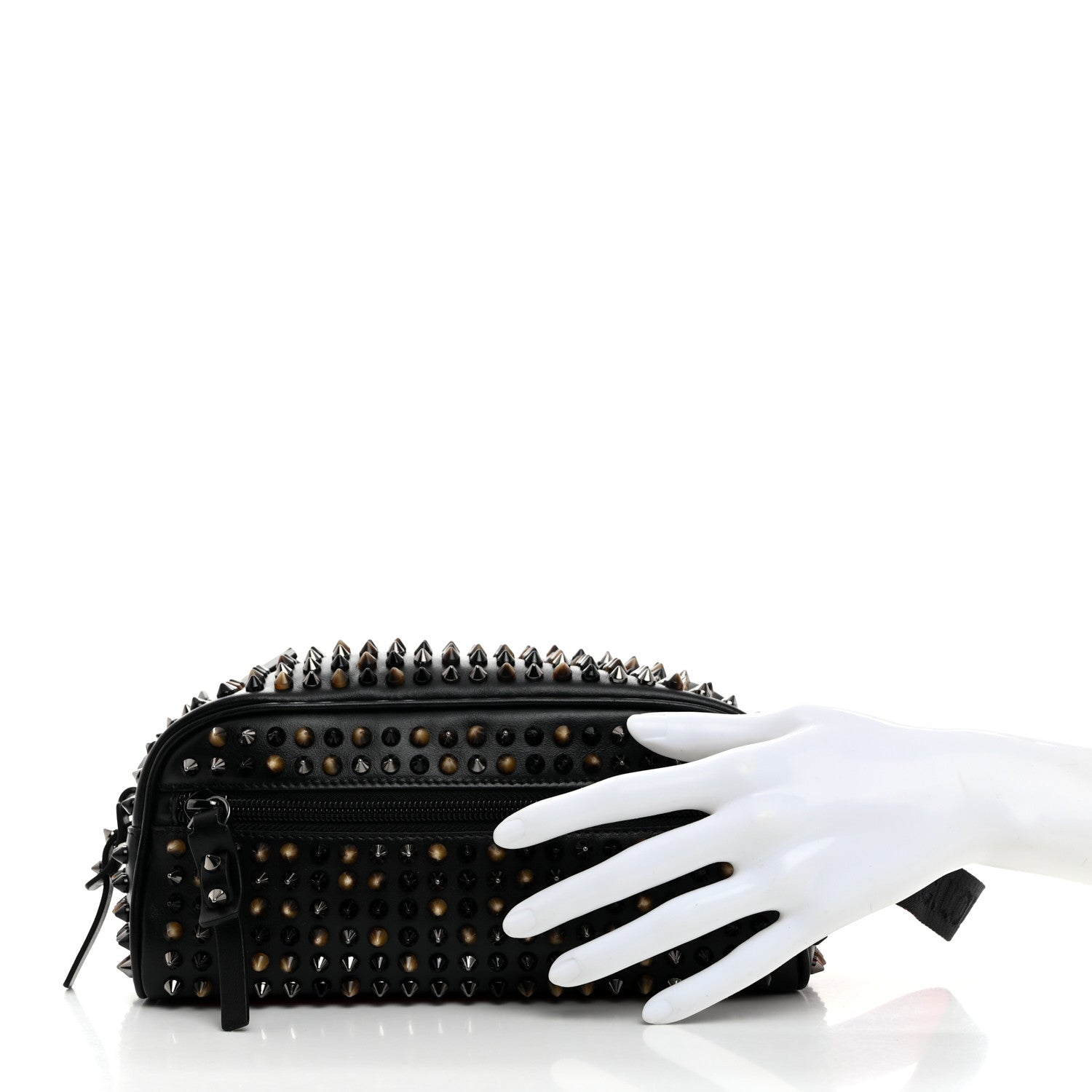 Christian Louboutin Calfskin Spikes Mens Blaster Toiletry Bag Black 2 of 6