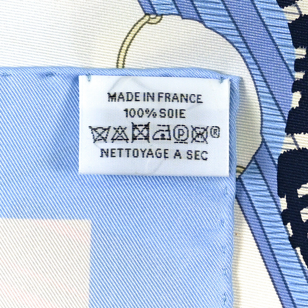 Hermes Silk Lanternes Ballons et Cocardes Scarf 90 Bleu Ciel White Vert 3 of 5